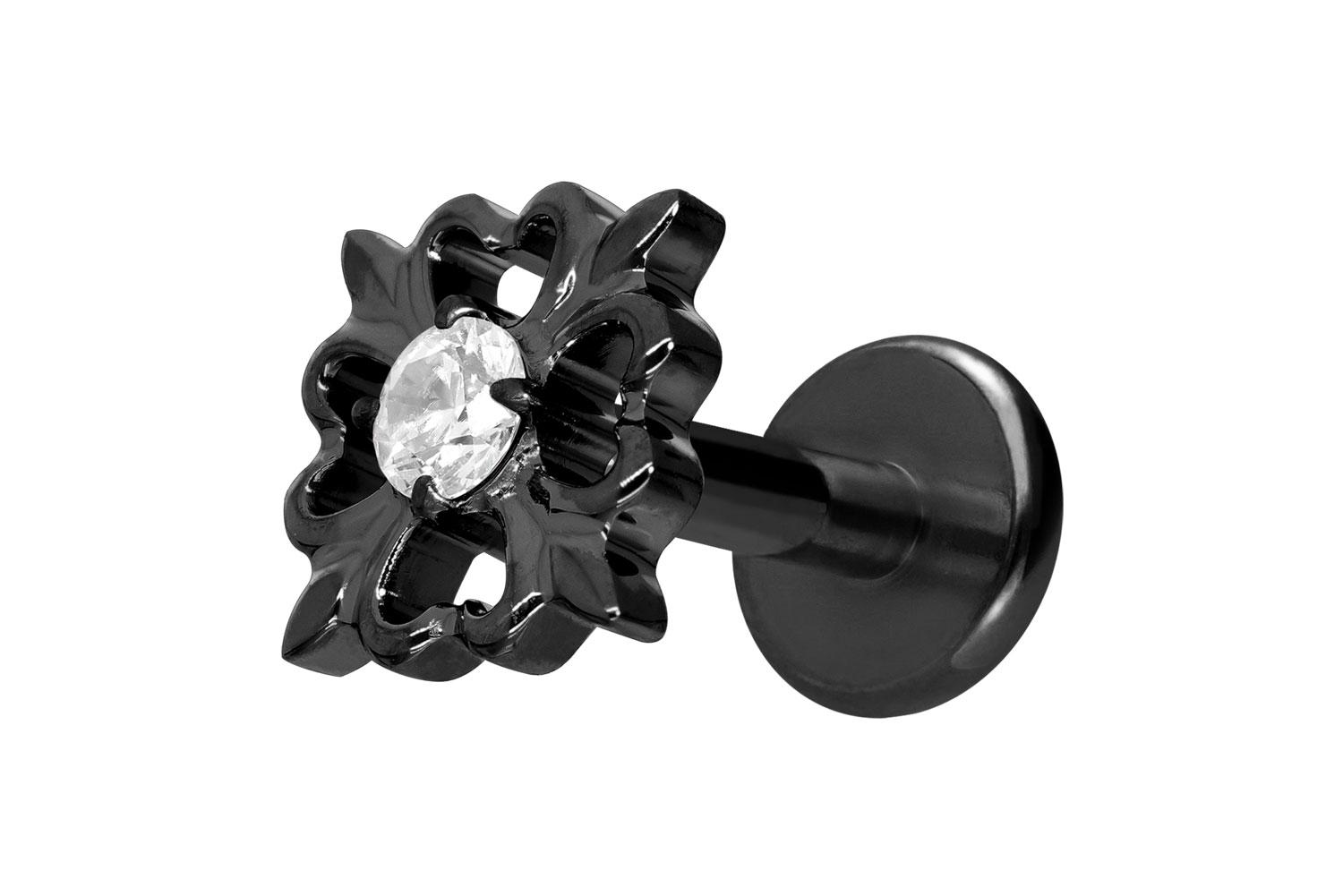 Titan Labret Piercing mit Innengewinde KLEEBLATT